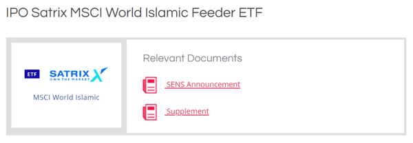 IPO Satrix MSCI World Islamic Feeder ETF